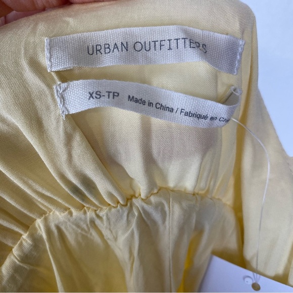 Urban Outfitters Floral Handkerchief Hem Midi Dress Butter Yellow Beige XS NWT - Picture 12 of 16